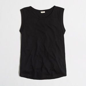 J Crew Drapey Rolled Sleeve Tank Top Black